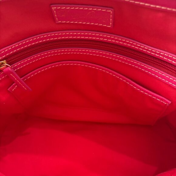 Dooney & Bourke Multicolor Logo Canvas Satchel With Pink Leather Trim & Dust Bag - Picture 12 of 16